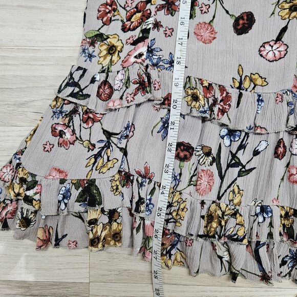 ALTAR'D STATE Womens Tan Colorful Floral Ruffle Tunic Blouse Small - Picture 7 of 10